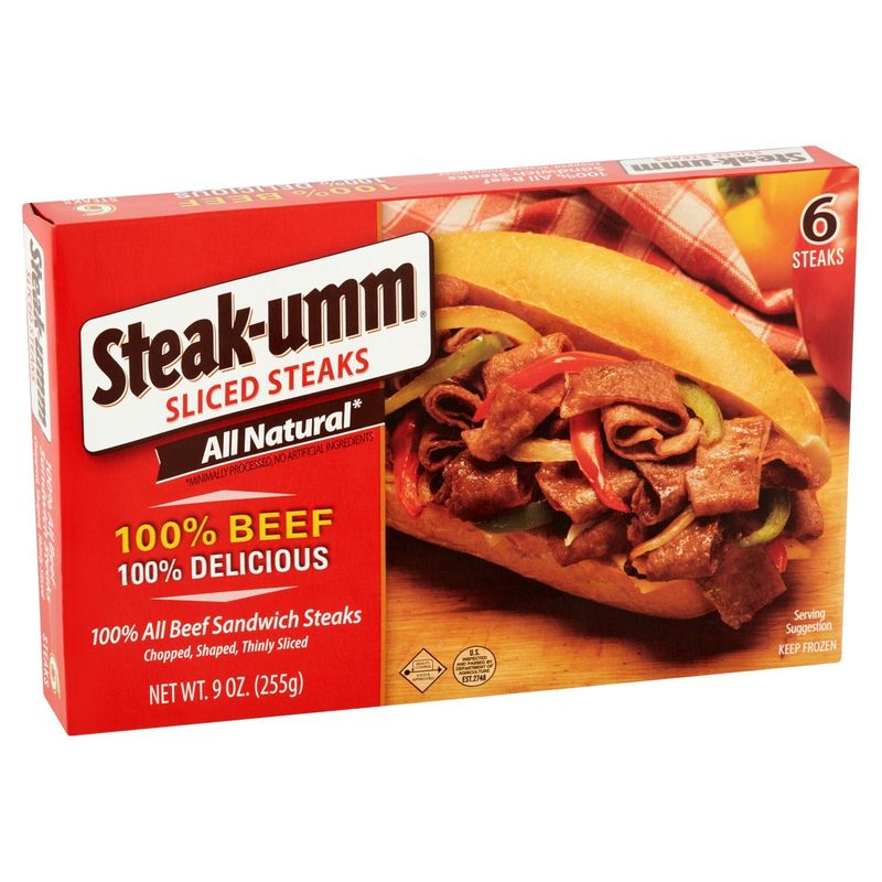 Steak-umm 100% All Beef Sandwich Steaks, 6 count, 9 oz