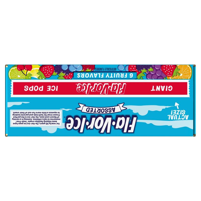 Fla-Vor-Ice Assorted 6 Fruity Flavors Giant Ice Pops, 5.5 oz, 45 count