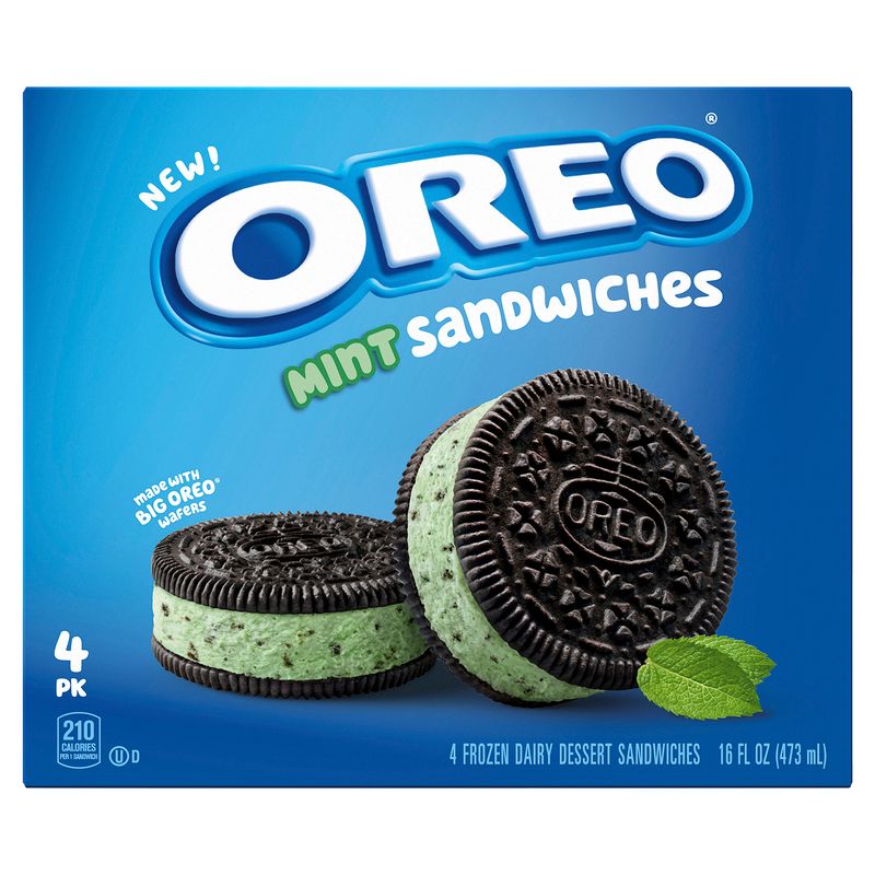 Oreo Mint Frozen Dairy Dessert Sandwiches, 4 count, 16 fl oz
