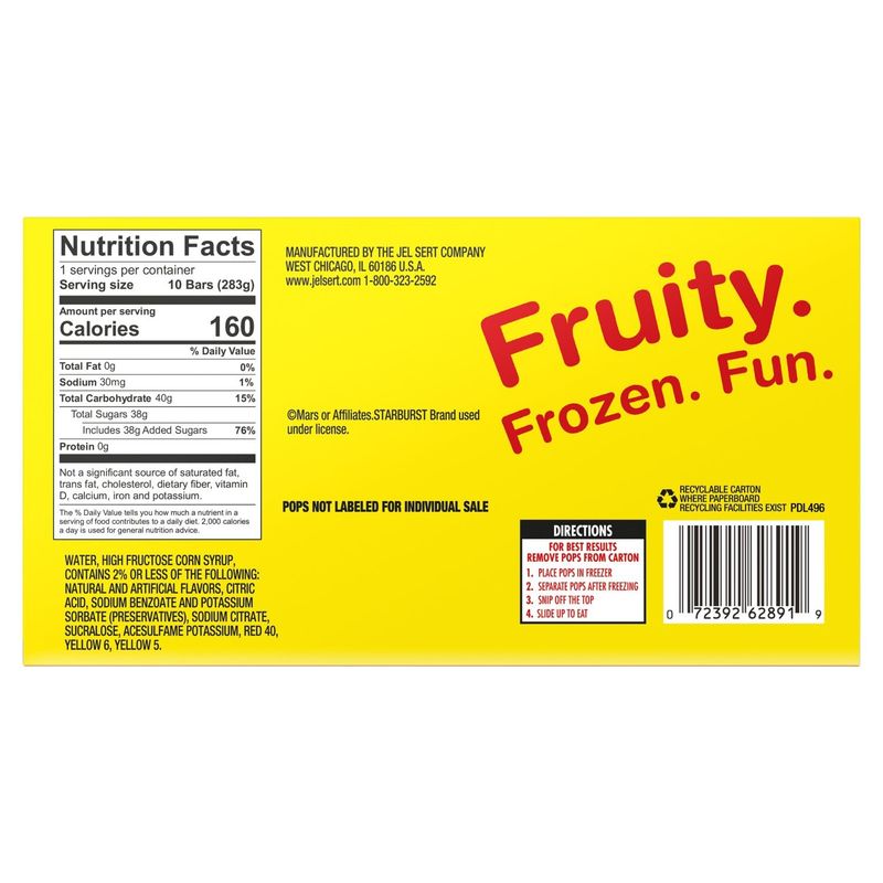 Starburst Original Freezer Pops, 1 oz, 10 count