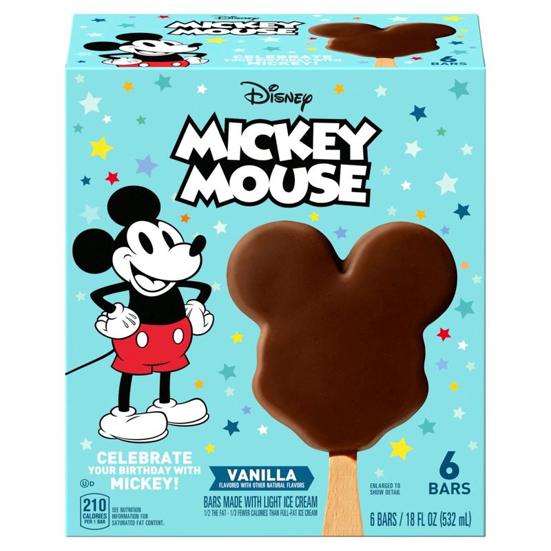 Disney Mickey Mouse Vanilla Light Ice Cream Bars, 6 count, 18 fl oz