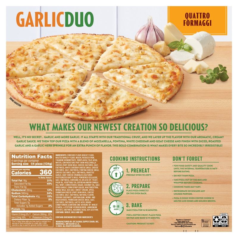 Freschetta Garlic Duo Quattro Formaggi Pizza, 18.85 oz