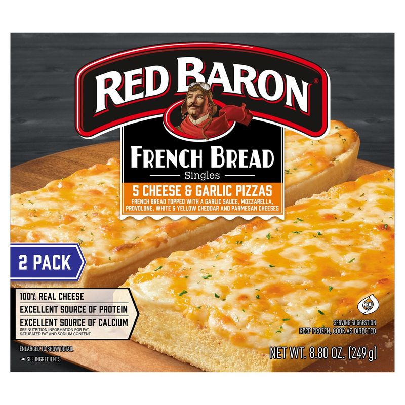 Red Baron Singles 5 Cheese &amp; Garlic French Bread Pizzas, 2 count, 8.80 oz