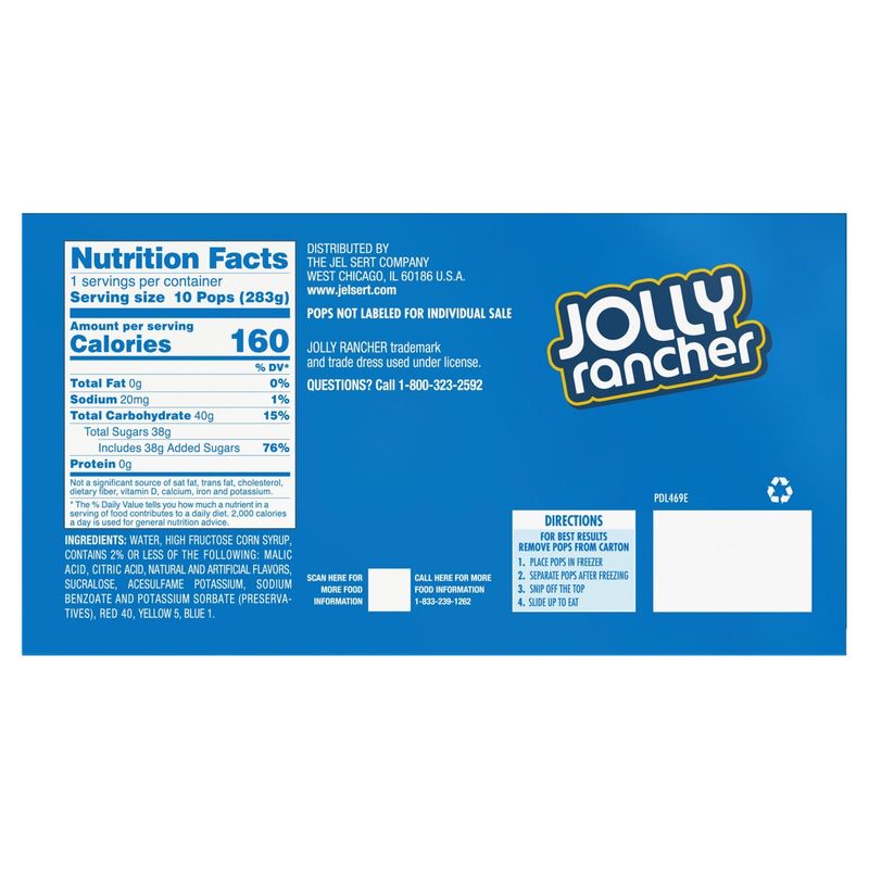 Jolly Rancher Freezer Pops, 10 count, 1 oz