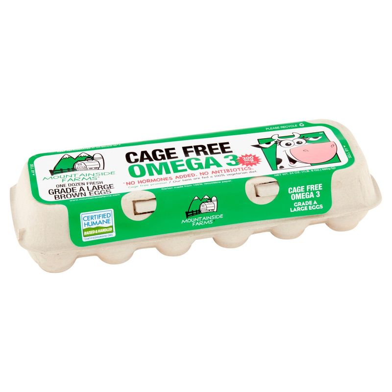 Mountainside Farms Cage Free Omega 3 Grade A Brown Eggs, Large, 12 count, 24 oz