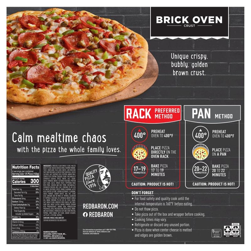 Red Baron Brick Oven Crust Supreme Pizza, 18.64 oz