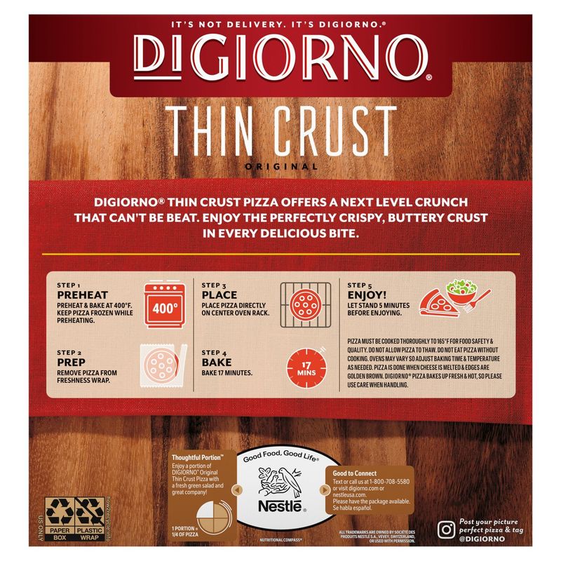 DiGiorno Pepperoni Thin Crust Original Pizza, 16.9 oz