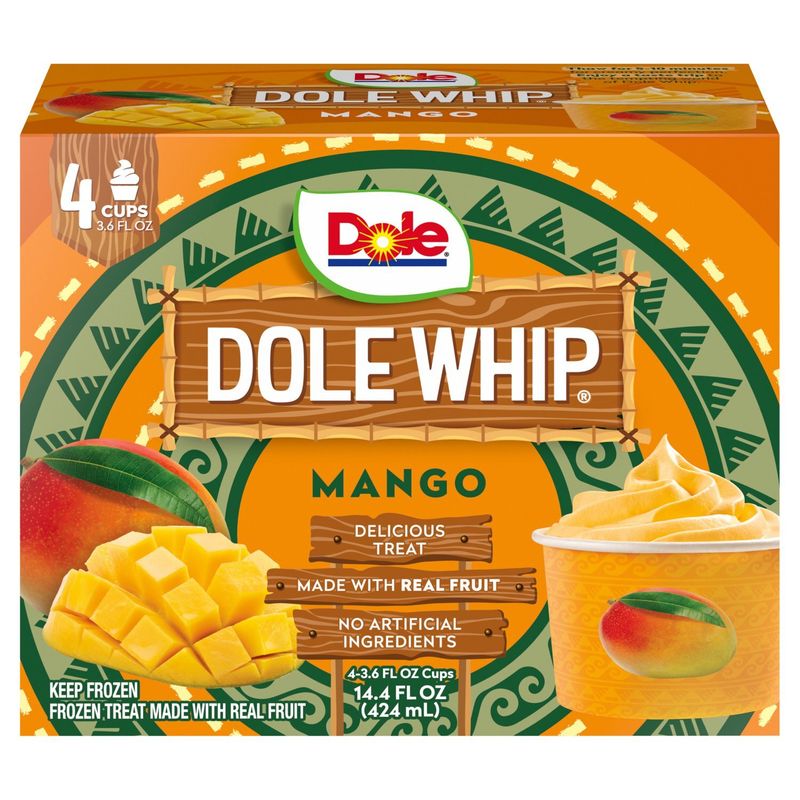 Dole Dole Whip Mango Frozen Treat, 3.6 fl oz, 4 count