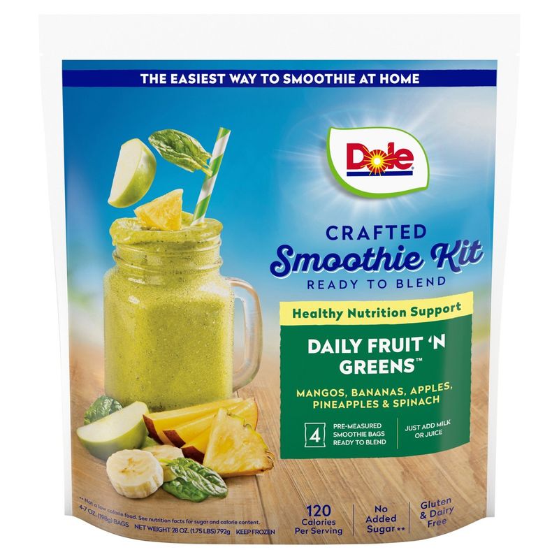Dole Daily Fruit 'N Greens Crafted Smoothie Kit, 7 oz, 4 count
