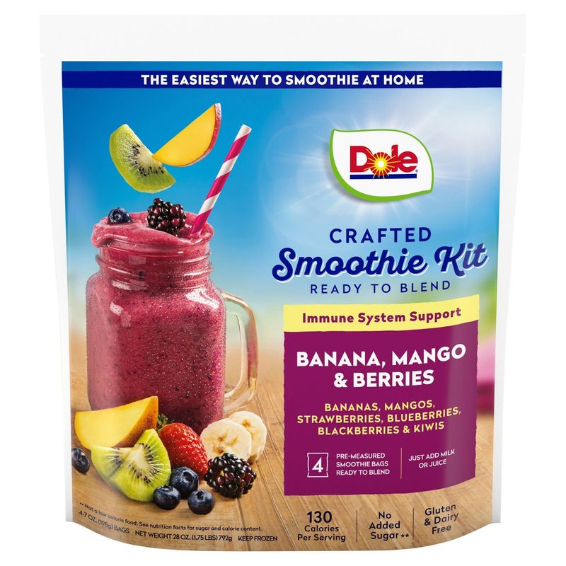 Dole Banana, Mango &amp; Berries Smoothie Kit, 7 oz, 4 count