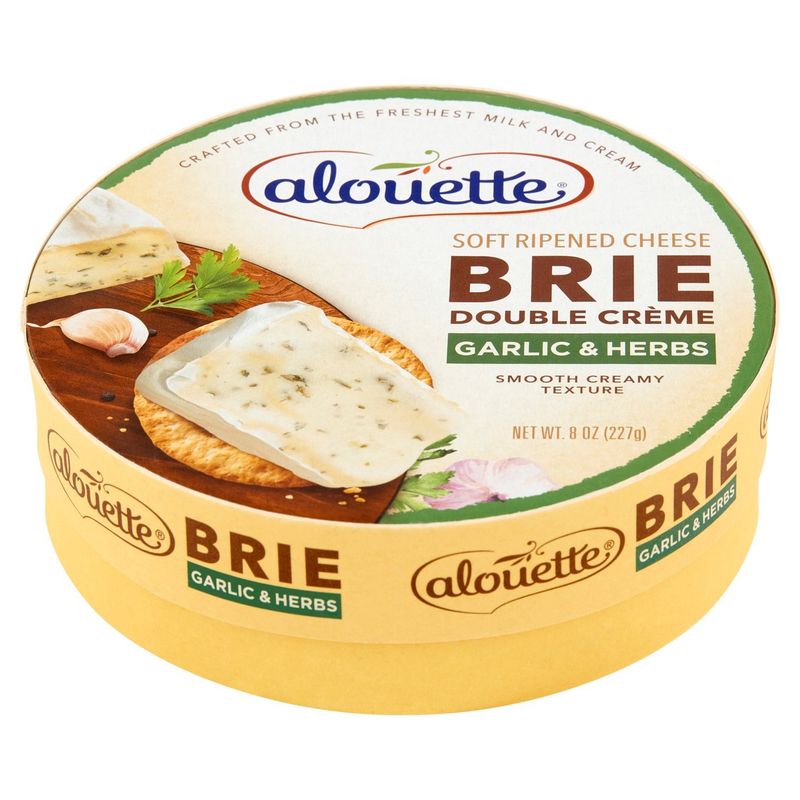Alouette Brie Double Crème Garlic &amp; Herbs Soft Ripened Cheese, 8 oz