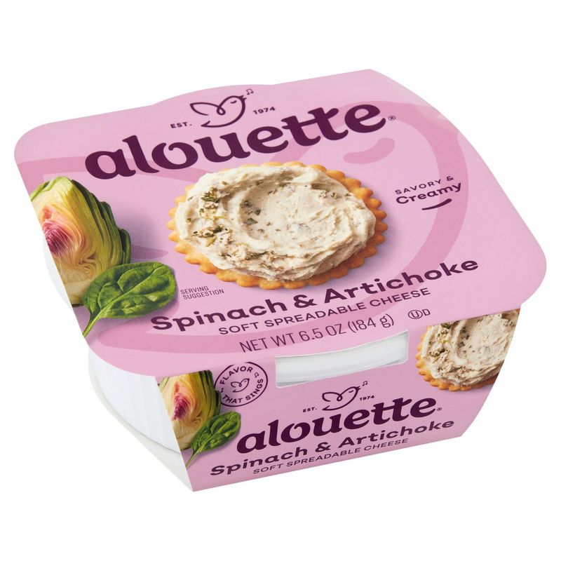 Alouette Spinach &amp; Artichoke Soft Spreadable Cheese, 6.5 oz