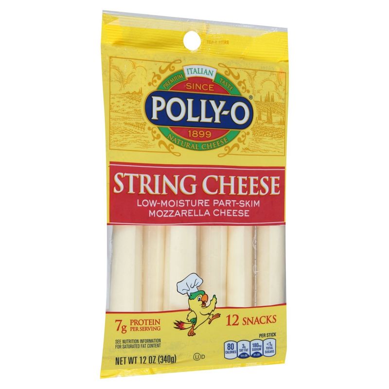 Polly-O Low-Moisture Part-Skim Mozzarella String Cheese, 12 count, 12 oz