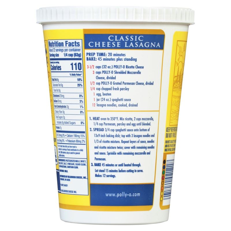 Polly-O Original Whole Milk Ricotta Cheese, 48 oz