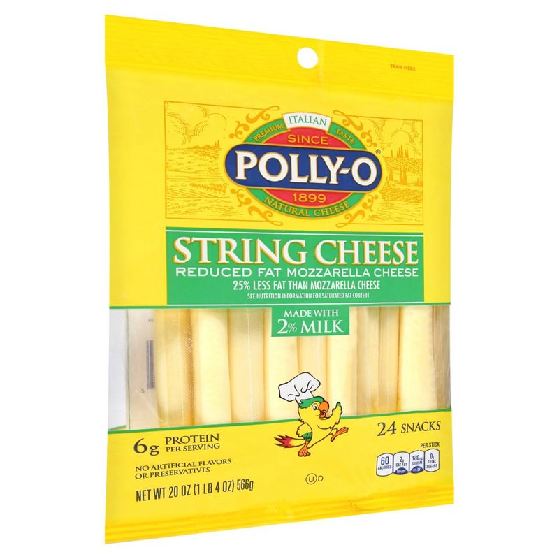 Polly-O Reduced Fat Mozzarella String Cheese, 24 count, 20 oz