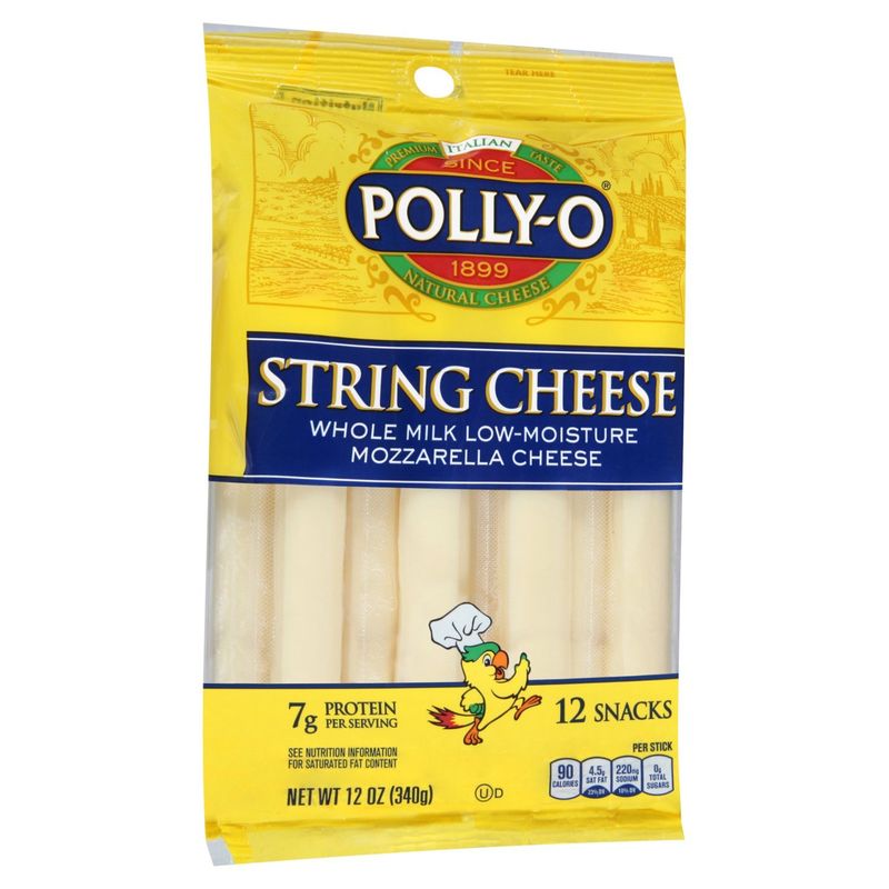 Polly-O Whole Milk Low-Moisture Mozzarella String Cheese, 12 count, 12 oz