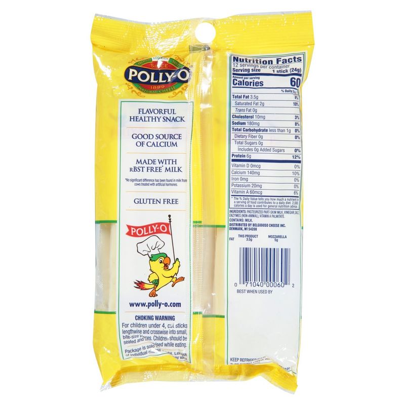 Polly-O Reduced Fat Mozzarella String Cheese, 12 count, 10 oz