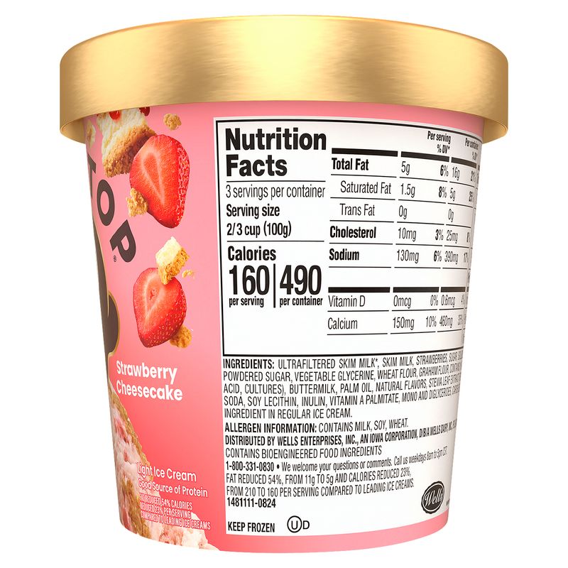 Halo Top Strawberry Cheesecake Light Ice Cream, 1 pint