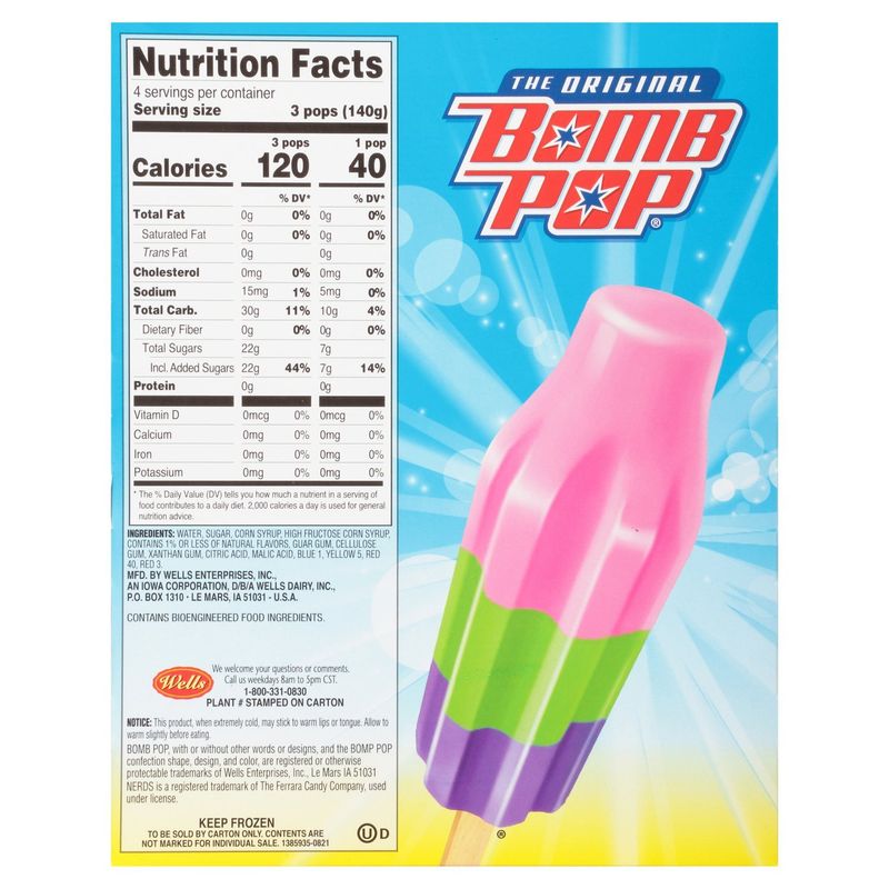 Bomb Pop The Original Nerds Strawberry, Watermelon &amp; Grape Pops, 1.75 fl oz, 12 count
