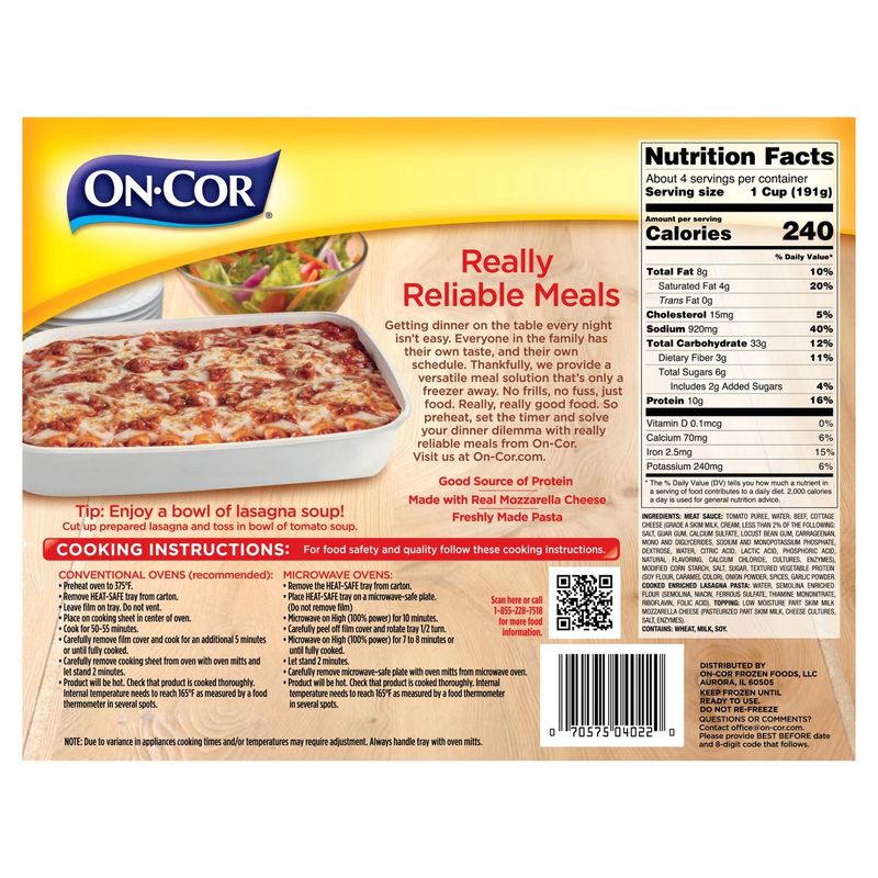 On-Cor Lasagna with Meat Sauce, 28 oz