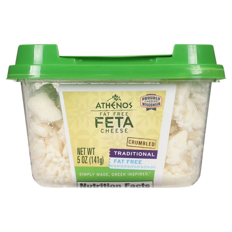 Athenos Crumbled Traditional Fat Free Feta Cheese, 5 oz