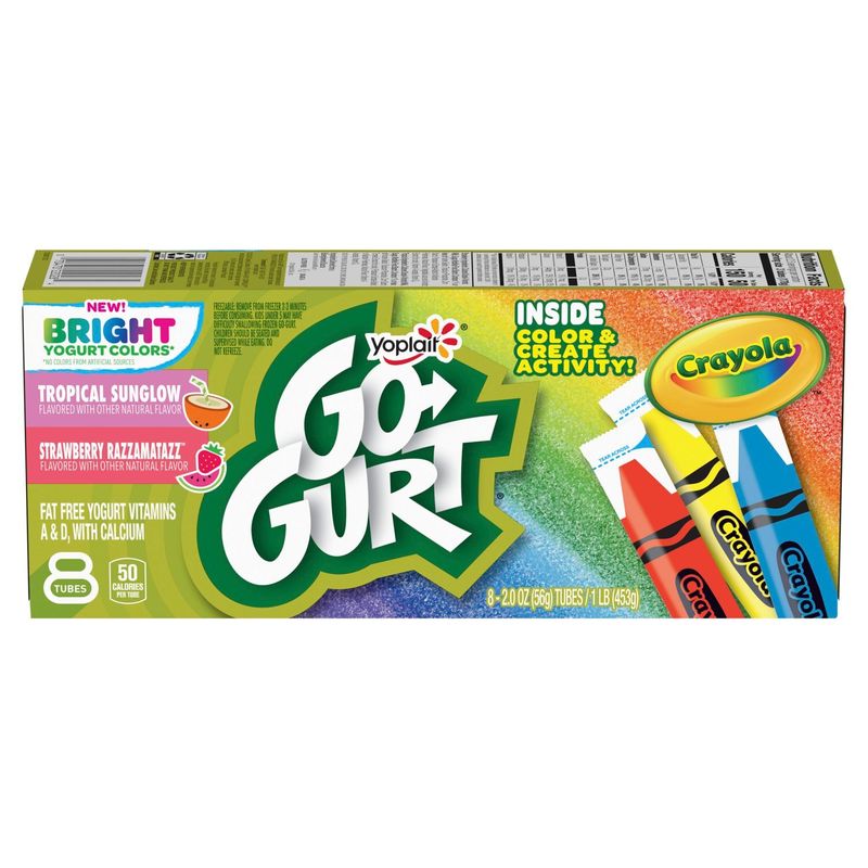 Yoplait Go-Gurt Crayola Tropical Sunglow Strawberry Razzamatazz Tubes, 2.0 oz, 8 count