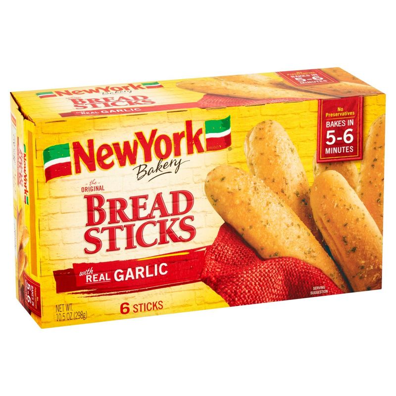 New York Bakery The Original Bread Sticks with Real Garlic, 6 count, 10.5 oz