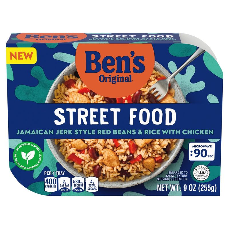 Ben's Original Street Food Jamaican Jerk Style Red Beans &amp; Rice with Chicken, 9 oz