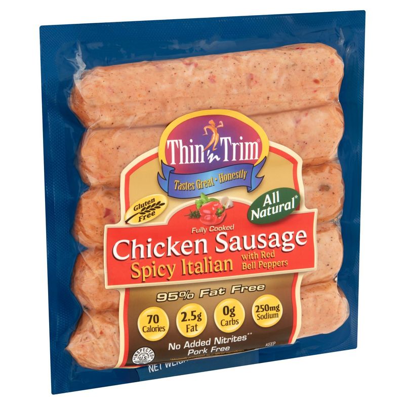 Thin 'n Trim Spicy Italian with Red Bell Peppers Chicken Sausage, 5 count, 10 oz