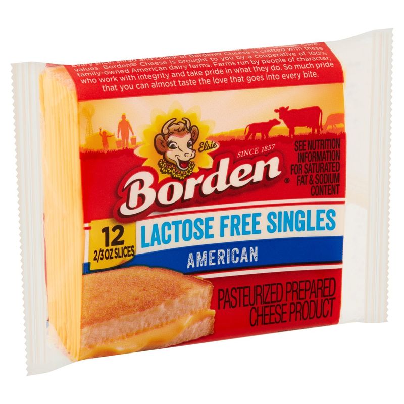 Borden American Lactose Free Singles Cheese, 2/3 oz, 12 count