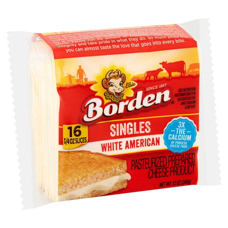 Borden White American Singles Cheese, 3/4 oz, 16 count