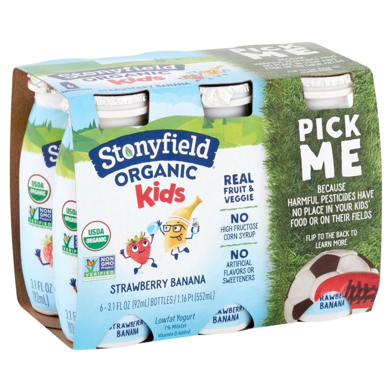 Stonyfield Organic Kids Strawberry Banana Lowfat Yogurt, 3.1 fl oz, 6 count