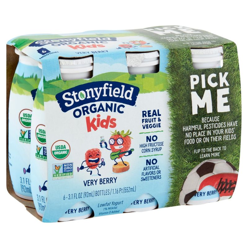 Stonyfield Organic Kids Very Berry Lowfat Yogurt, 3.1 fl oz, 6 count