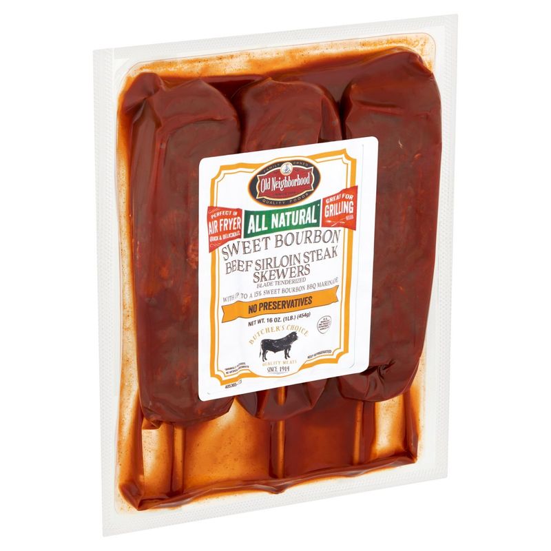 Old Neighborhood Sweet Bourbon Beef Sirloin Steak Skewers, 16 oz
