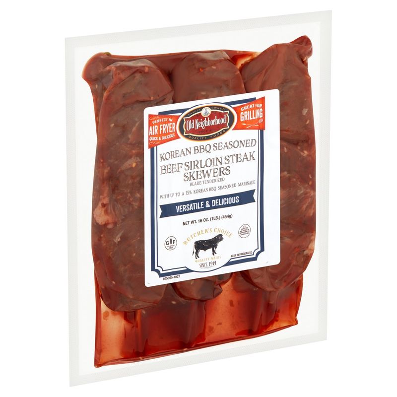 Old Neighborhood Korean BBQ Seasoned Beef Sirloin Steak Skewers, 16 oz