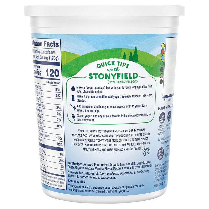 Stonyfield Organic Lowfat Yogurt, Vanilla, 32 oz.