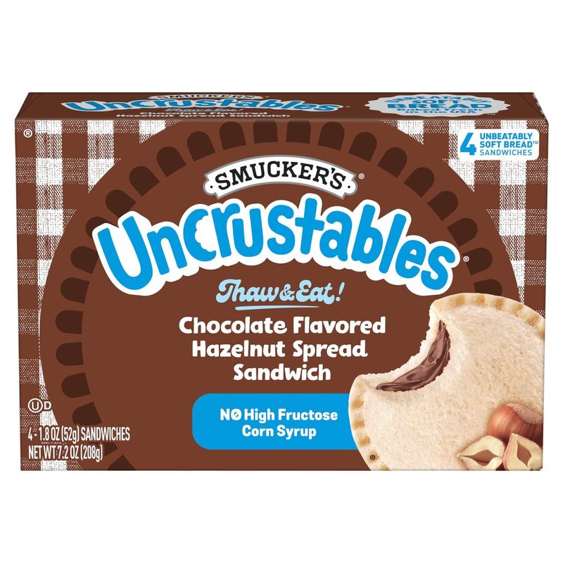 Smucker's Uncrustables Chocolate Flavored Hazelnut Spread Sandwich, 1.8 oz, 4 count