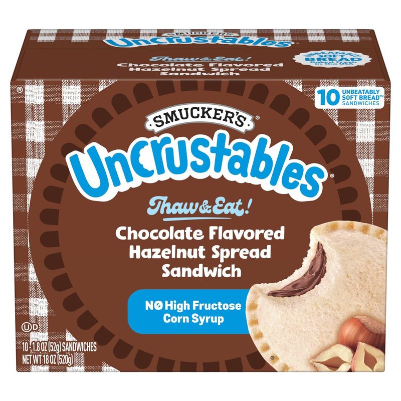 Smucker's Uncrustables Chocolate Flavored Hazelnut Spread Sandwich, 1.8 oz, 10 count