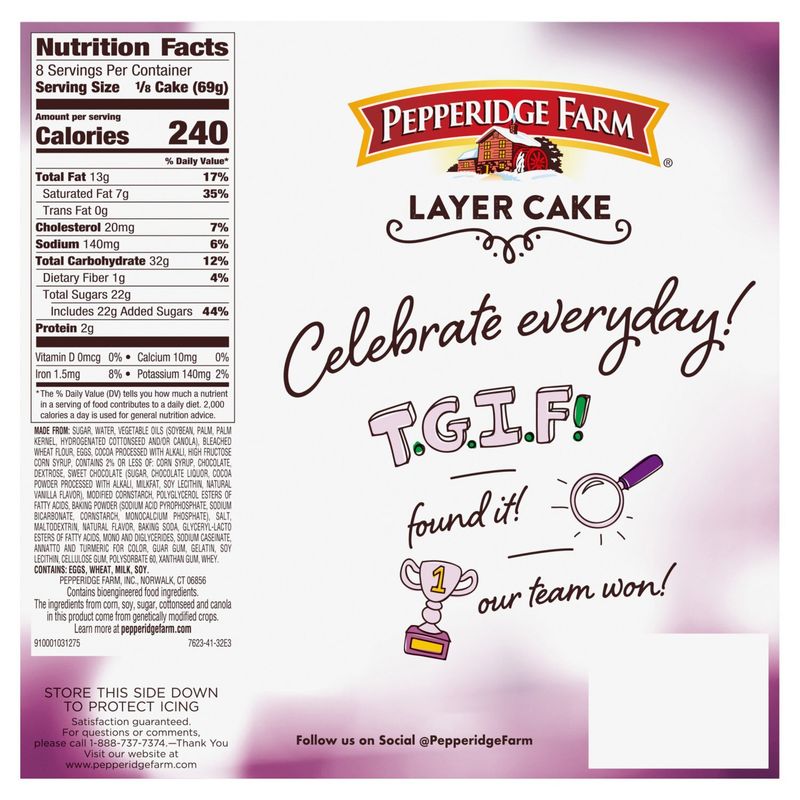Pepperidge Farm Chocolate Fudge Layer Cake, 19.6 oz