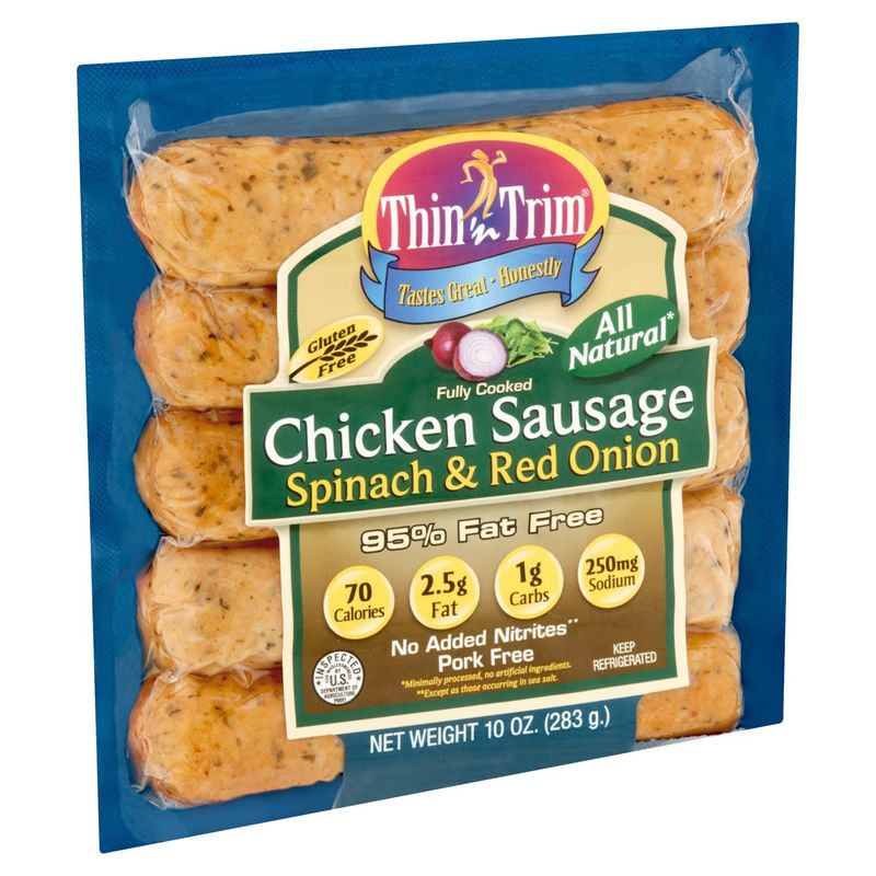 Thin 'n Trim Spinach &amp; Red Onion Chicken Sausage, 5 count, 10 oz