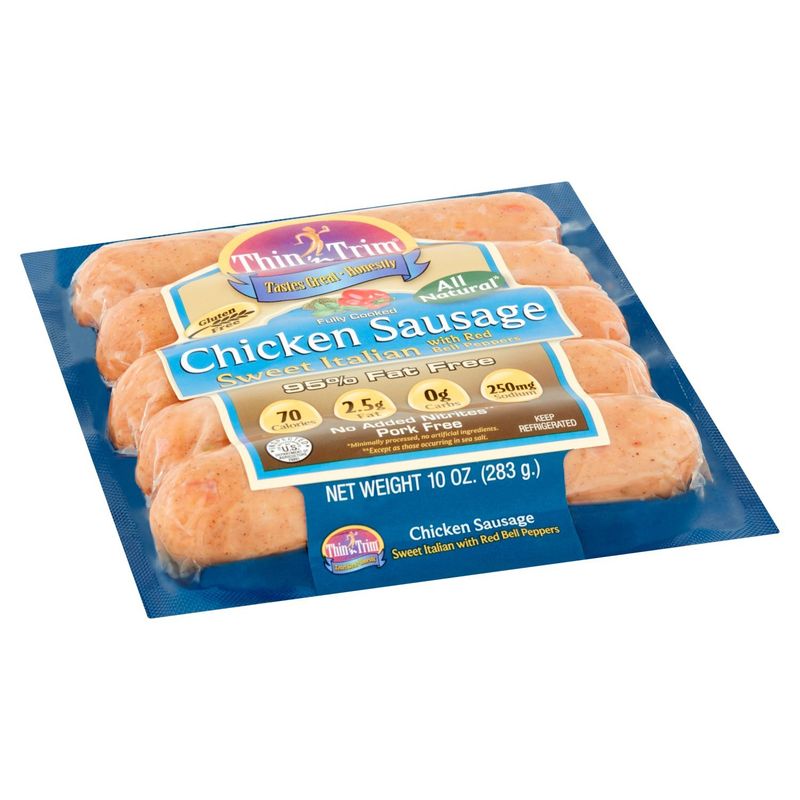 Thin 'n Trim Sweet Italian with Red Bell Peppers Chicken Sausage, 5 count, 10 oz