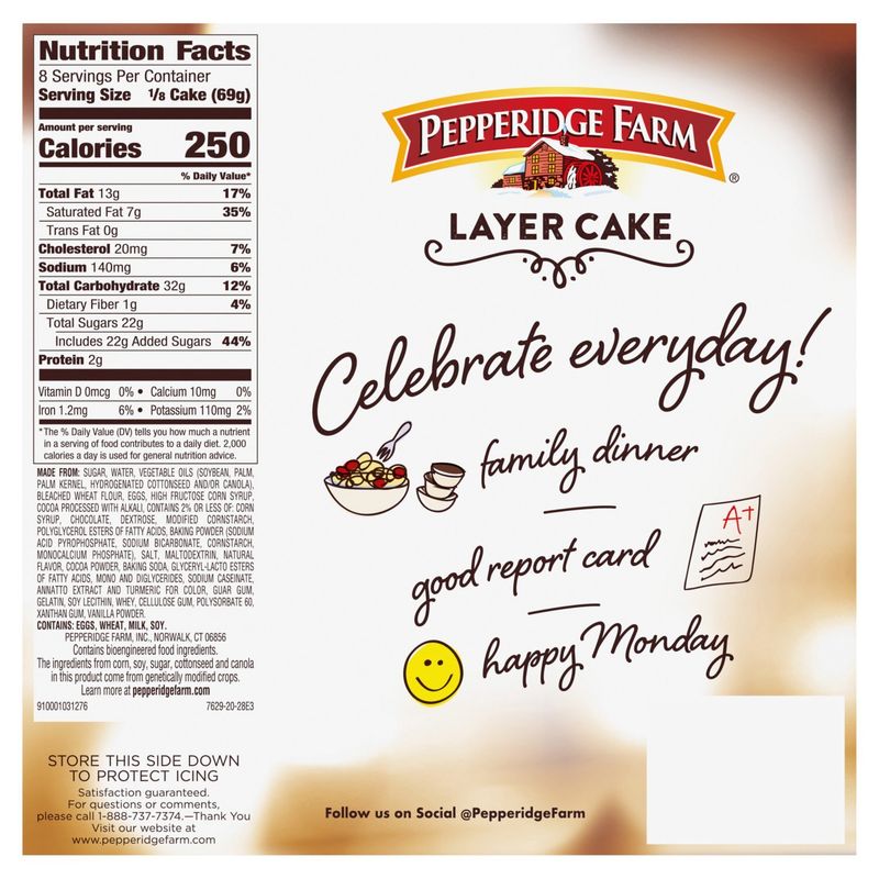 Pepperidge Farm Chocolate Fudge Stripe Layer Cake, 19.6 oz