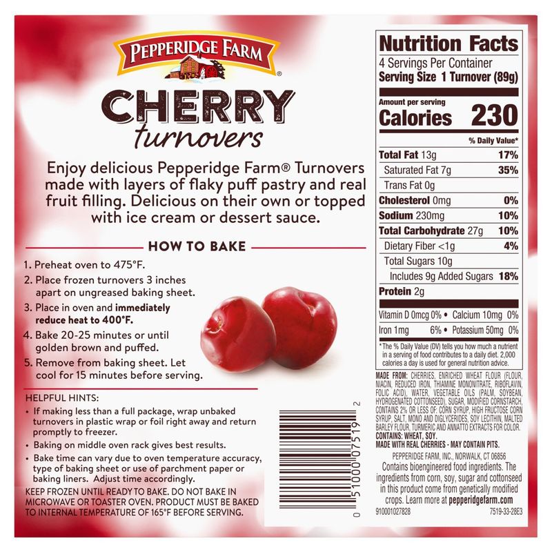 Pepperidge Farm Cherry Turnovers, 4 count, 12.5 oz