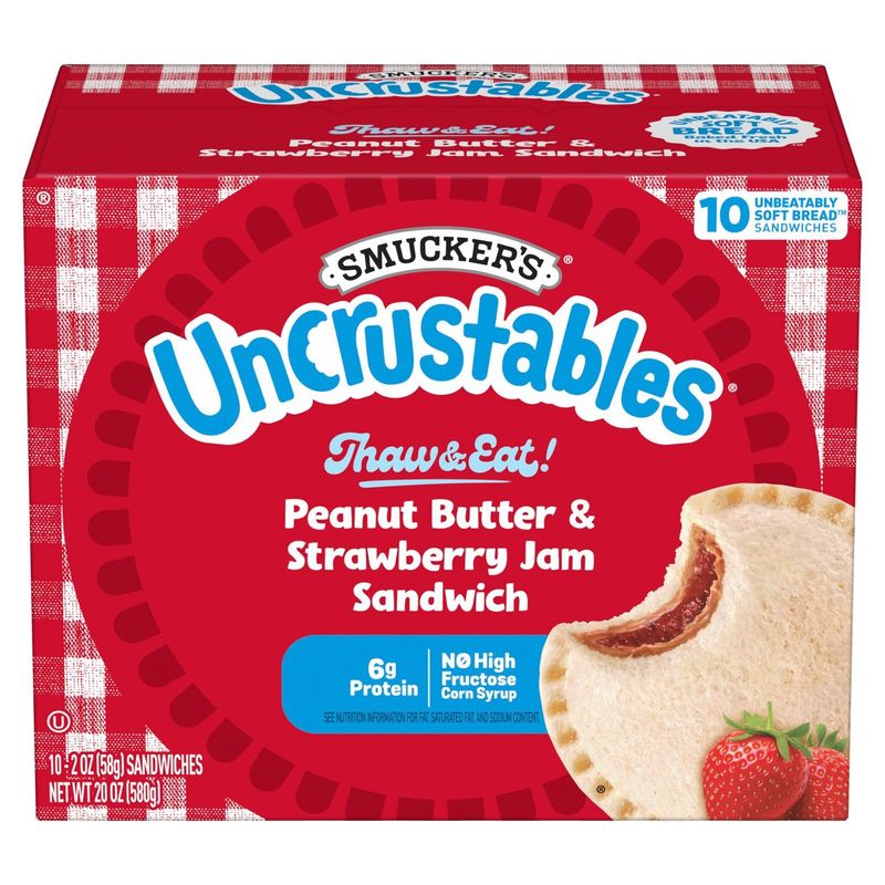 Smucker's Uncrustables Peanut Butter &amp; Strawberry Jam Sandwich, 2 oz, 10 count