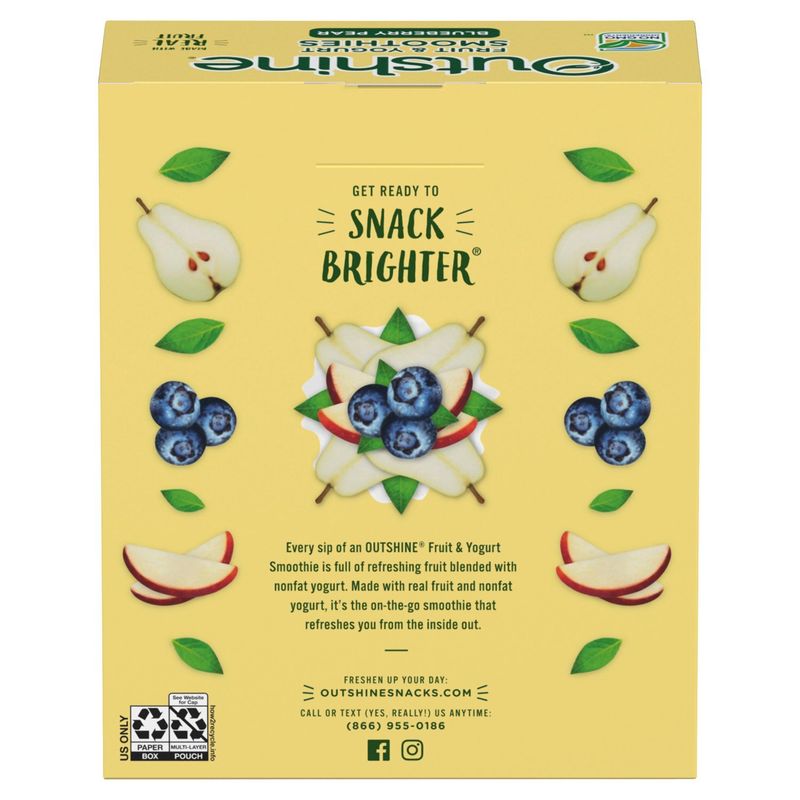 Outshine Blueberry Pear Fruit &amp; Yogurt Smoothies, 3.5 oz, 4 count