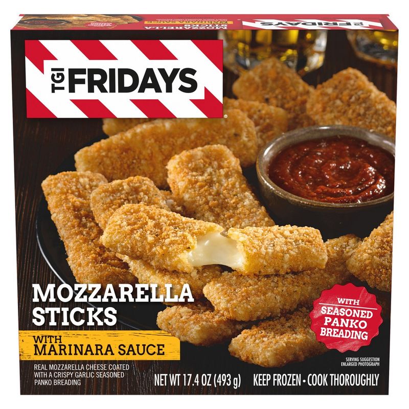 TGI Fridays Mozzarella Sticks Frozen Snacks with Marinara Sauce, 17.4 oz Box