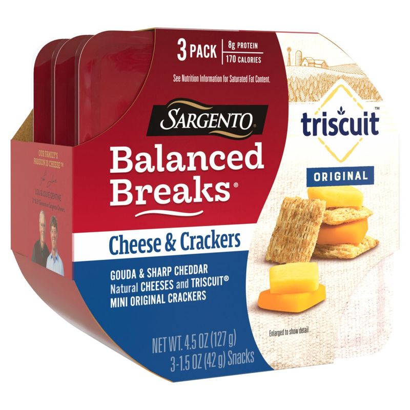 Sargento Balanced Breaks Triscuit Original Cheese &amp; Crackers Snacks, 1.5 oz, 3 count