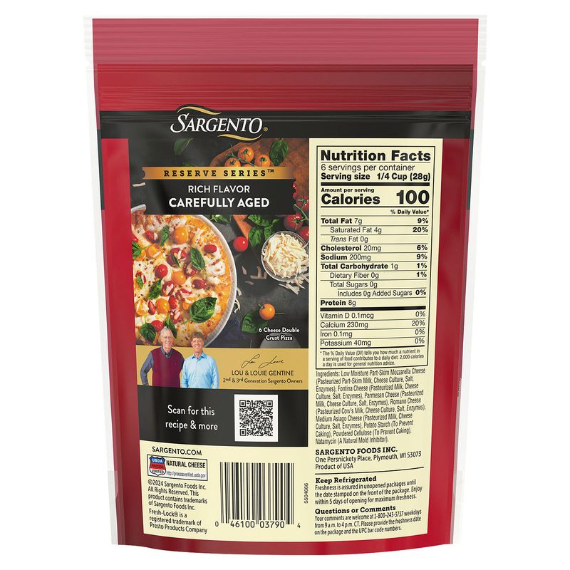 Sargento Reserve Series Traditional Cut Aged Italian Blend Natural Cheese, 6 oz