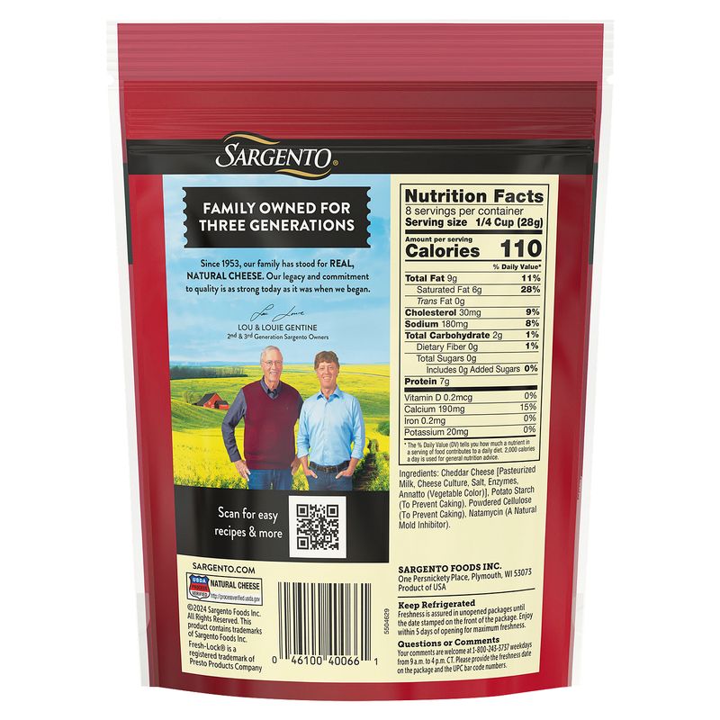 Sargento Sharp Shredded Cheddar Natural Cheese, 8 oz