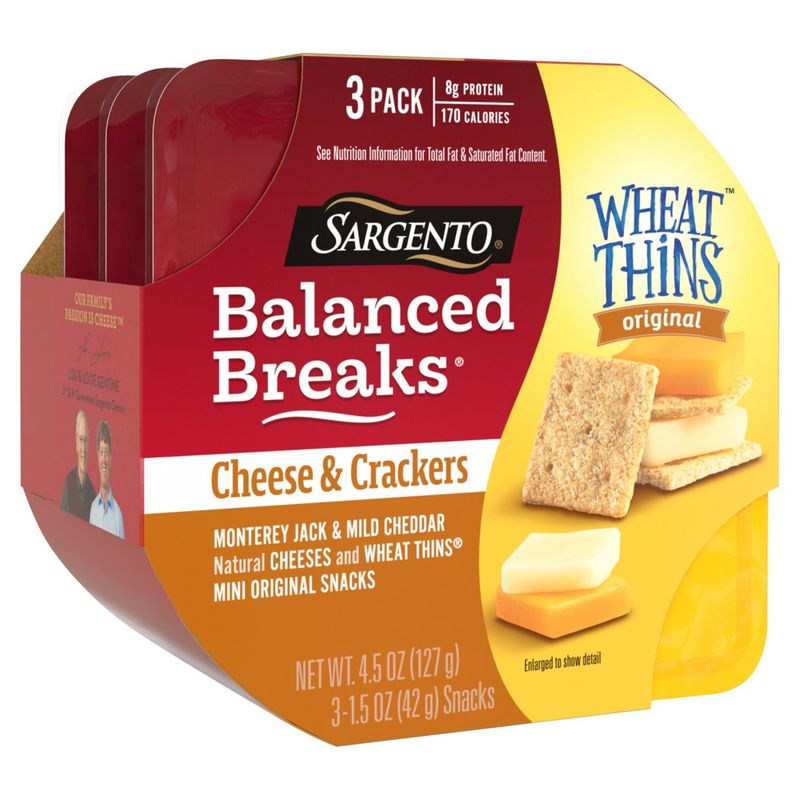 Sargento Balanced Breaks Wheat Thins Original Cheese &amp; Crackers Snacks, 1.5 oz, 3 count